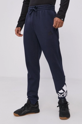 Adidas Pantaloni GK8970 barbati, culoarea albastru marin, cu imprimeu