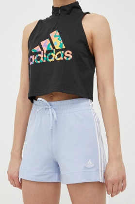 adidas pantaloni scurti femei, cu imprimeu, high waist