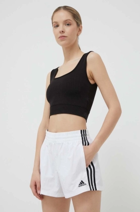 adidas pantaloni scurti femei, culoarea alb, cu imprimeu, high waist