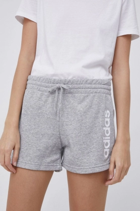 Adidas Pantaloni scurti H07874 femei, culoarea gri, melanj, high waist