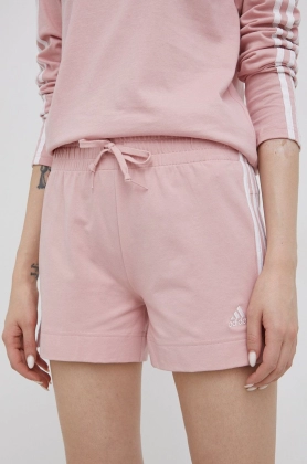adidas pantaloni scurti HD1809 femei, culoarea roz, neted, high waist