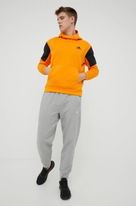 adidas Performance bluza HE9819 barbati, culoarea portocaliu, cu imprimeu