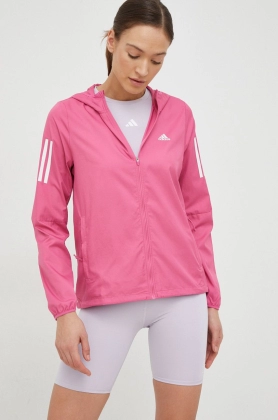 adidas Performance jacheta de alergare culoarea roz, de tranzitie
