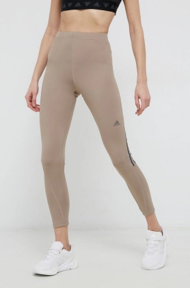 adidas Performance leggins de alergare HD9139 femei, culoarea maro, neted