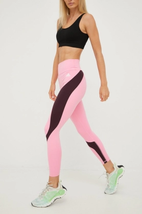 adidas Performance leggins de antrenament femei, culoarea roz, modelator