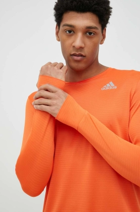 Adidas Performance longsleeve pentru alergare Own the Run culoarea portocaliu, neted