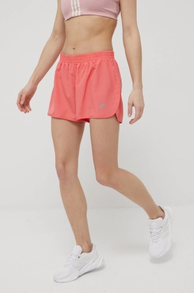 adidas Performance pantaloni scurti de alergare HH9200 femei, culoarea roz, neted, medium waist