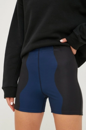 adidas Performance pantaloni scurti de alergare Marimekko femei, culoarea albastru marin, modelator, high waist