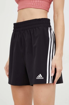 adidas Performance pantaloni scurti de antrenament femei, culoarea negru, cu imprimeu, high waist