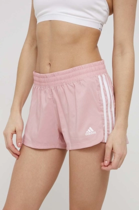 adidas Performance pantaloni scurti de antrenament HD9585 femei, culoarea roz, cu imprimeu, medium waist