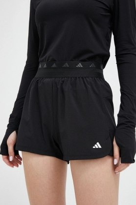 adidas Performance pantaloni scurti de antrenament Hyperglam culoarea negru, neted, high waist