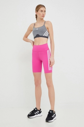 Adidas Performance pantaloni scurti de antrenament Training Icons femei, culoarea roz, cu imprimeu, high waist