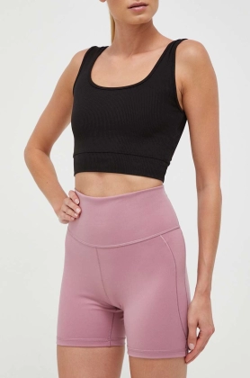 adidas Performance pantaloni scurti de yoga Studio culoarea roz, neted, high waist