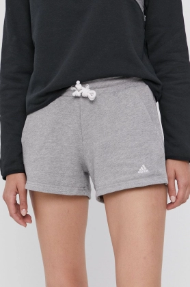 Adidas Performance Pantaloni scurti H45479 femei, culoarea gri, material neted, medium waist