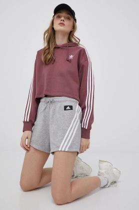 adidas Performance pantaloni scurti H57307 femei, culoarea gri, melanj, high waist