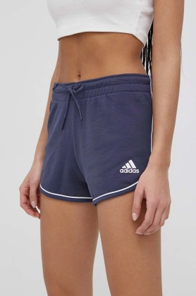 adidas Performance pantaloni scurti HE0342 femei, culoarea albastru marin, cu imprimeu, medium waist