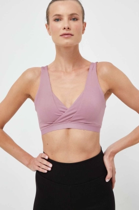 adidas Performance sutien sport pentru alaptare Yoga Essentials culoarea roz, neted