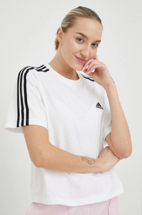 Adidas tricou din bumbac culoarea alb