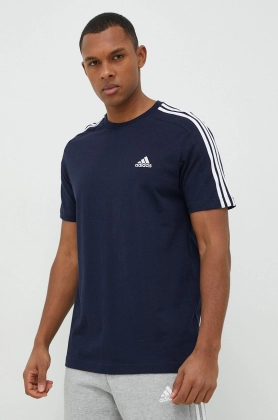 Adidas tricou din bumbac culoarea albastru marin, cu imprimeu