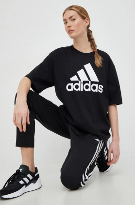 Adidas tricou din bumbac culoarea negru