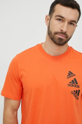 Adidas tricou din bumbac , culoarea portocaliu, cu imprimeu