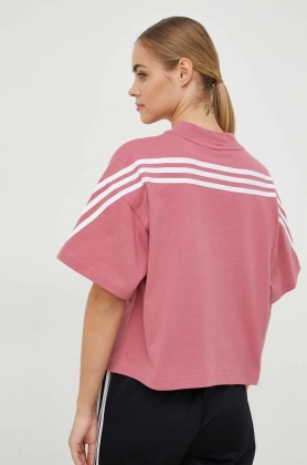 Adidas tricou din bumbac culoarea roz