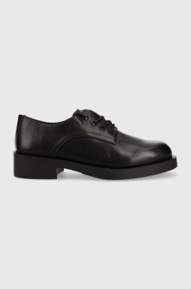 Aldo pantofi de piele Cambridge femei, culoarea negru, cu toc plat