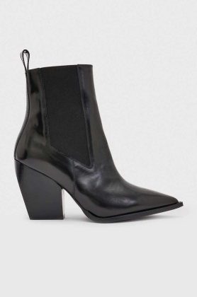 AllSaints cizme de piele RIA femei, culoarea negru, cu toc drept, WF594X