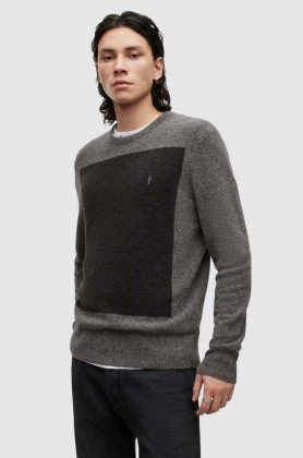 AllSaints pulover din amestec de lana barbati, culoarea gri, light