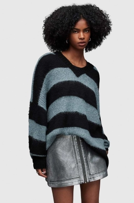 AllSaints pulover din amestec de lana femei, culoarea negru,