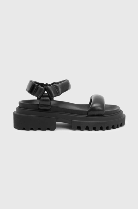 AllSaints sandale de piele Helium Sandal femei, culoarea negru, cu platforma, WF612Y