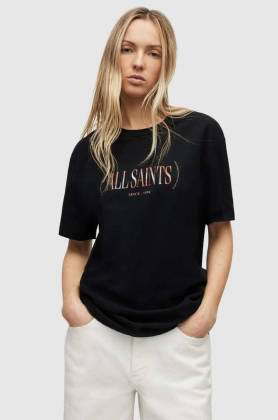 AllSaints tricou din bumbac Logo Boyfriend culoarea negru