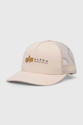 Alpha Industries caciula culoarea bej, cu imprimeu