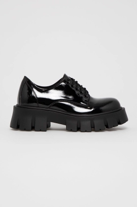 Altercore Pantof Deidra Vegan Black Patent femei, culoarea negru, cu platforma