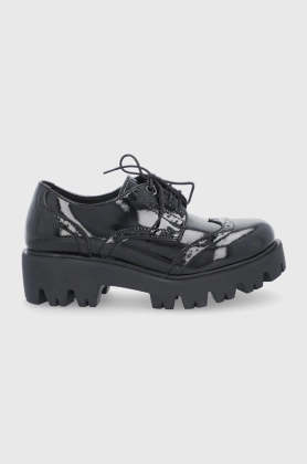 Altercore Pantof Nefi Vegan Black Patent femei, culoarea negru, cu platforma