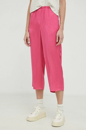 American Vintage pantaloni femei, culoarea roz, drept, high waist
