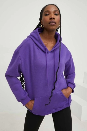Answear Lab bluza femei, culoarea violet, cu gluga, neted