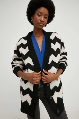 Answear Lab cardigan de lana femei, culoarea negru, calduros
