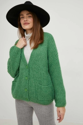 Answear Lab cardigan de lana femei, culoarea verde, calduros