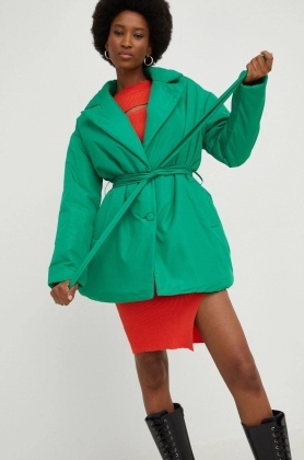 Answear Lab geaca femei, culoarea verde, de tranzitie, oversize
