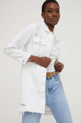Answear Lab geaca jeans femei, culoarea alb, de tranzitie