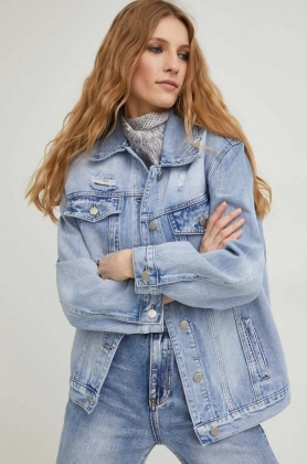 Answear Lab geaca jeans x colectia limitata SISTERHOOD femei, de tranzitie, oversize