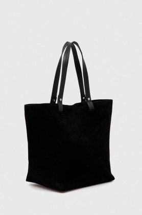 Answear Lab geanta de mana din piele intoarsa x colectia limitata SISTERHOOD culoarea negru