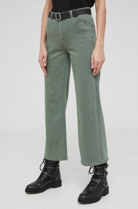 Answear Lab jeansi femei, culoarea verde, medium waist