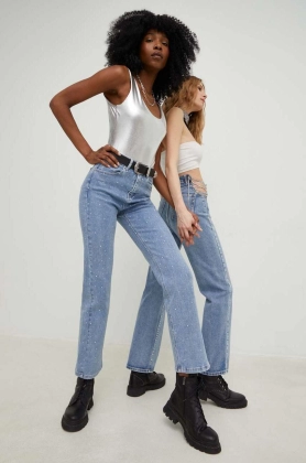 Answear Lab jeansi SISTERHOOD x colectia limitata SISTERHOOD femei high waist