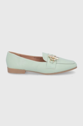 Answear Lab mocasini femei, culoarea verde, cu toc plat