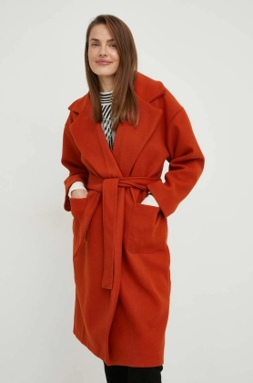 Answear Lab palton de lana culoarea portocaliu, de tranzitie, oversize