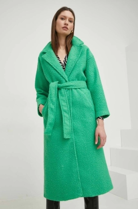 Answear Lab palton de lana culoarea verde, de tranzitie, oversize