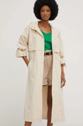 Answear Lab palton femei, culoarea bej, de tranzitie, oversize