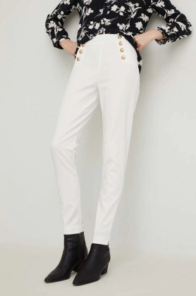 Answear Lab pantaloni femei, culoarea alb, mulata, high waist